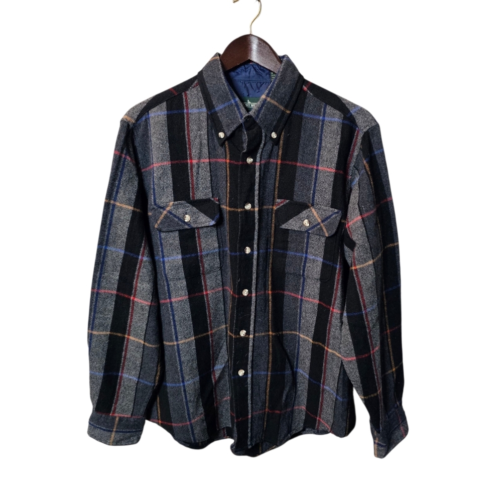 Vintage Boundary Waters Men's Plaid Wool Blend Shirt Jacket - Picture 2 of 6